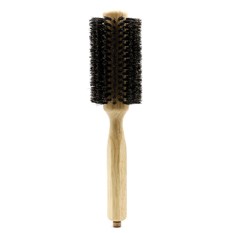 Barber Salon Wood Handle Boar Bristles Round Brush Removable Tail Professional Hairdressing Hair Brush Hair Round Comb 4