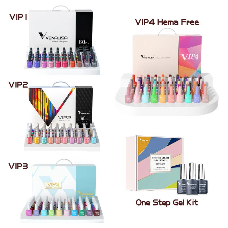 1 Set VENALISA VIP Kit Gel Nail Polish VIP4 Hema Free Gel Lacquer New Learner Wholeset Nail Manicure Soak off UV LED Gel Varnish