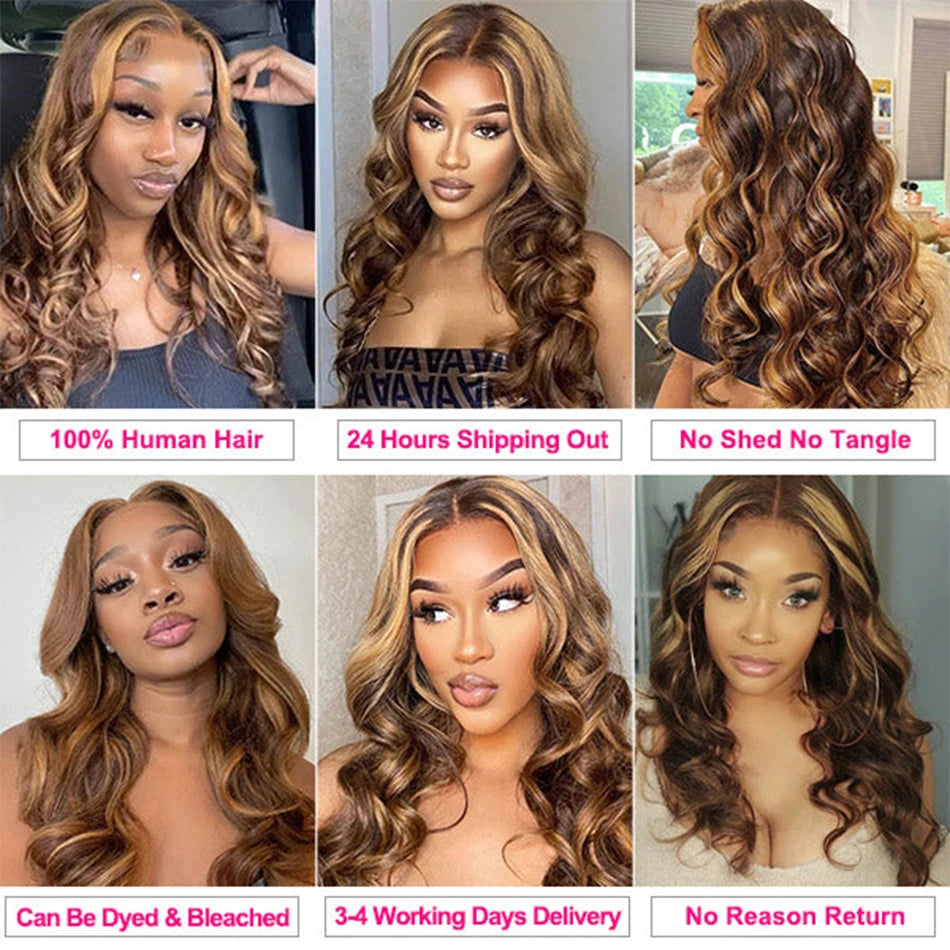 P4/27 Highlight Human Hair Bundles Body Wave Ombre Blonde Human Hair Bundles Extensions Wavy Brazilian Human Hair Bundles Weave