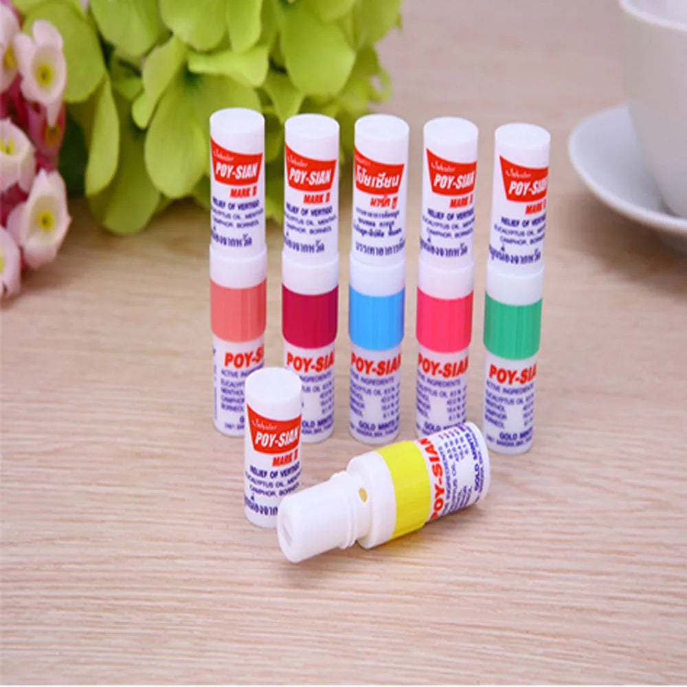 100% New Thailand Nasal Inhaler Poy sian Mark 2 Herbal Nasal Inhaler Poy Sian Stick Mint Cylinder Oil Brancing Breezy Asthma