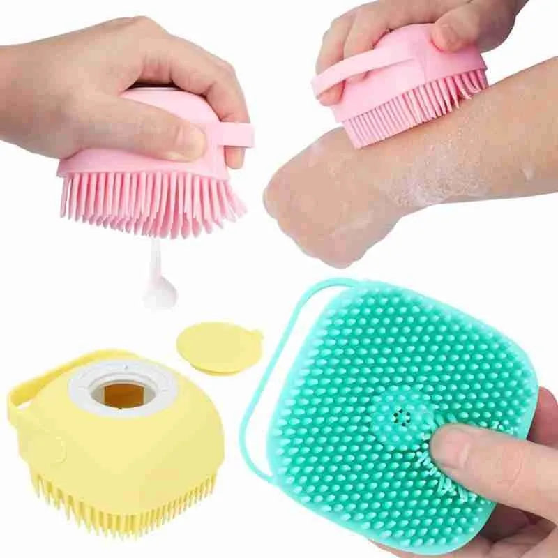 Bath Brush With Hook Soft Silicone Baby Showers Cleaning Mud Dirt Remover Massage Back Scrub Showers Bubble Non-toxic Brushes