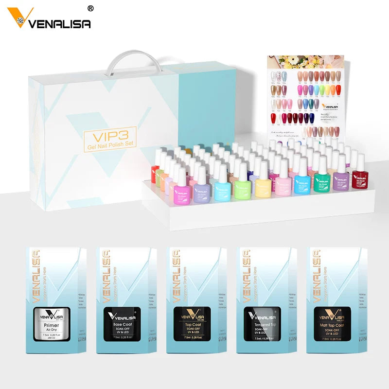 36/65pcs Venalisa Nail Polish Kit VIP Upgraped Gel Lacquer Luxury Color Nail Gel Soak Off UV LED Long Lasting Nail Varnish Set