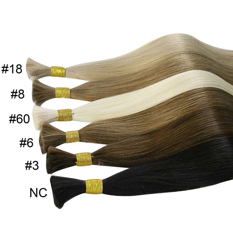 Straight Bulk Human Hair Extensions 12"-26" Brazilian Human Hair For Braiding Bulk Hair No Weft Thick Hair End Braided Hair