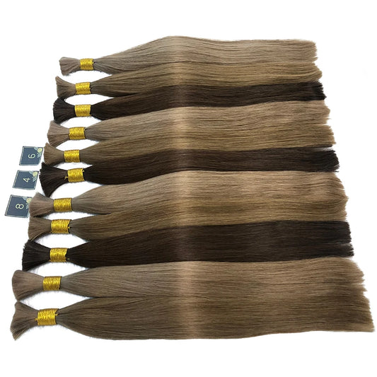 Straight Bulk Human Hair Extensions 12"-26" Brazilian Human Hair For Braiding Bulk Hair No Weft Thick Hair End Braided Hair