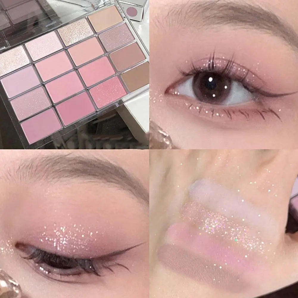 Classy, 16 Colors Eyeshadow Palette Matte Pearlescent Low Saturation Shadow Long Eye Palette Brown Makeup Eye Lasting Pink Glitter N9b0