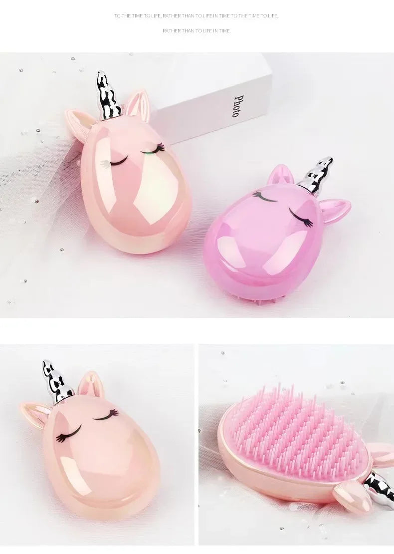 New Mini Magic Hot Hair Comb Detangling Hair Brush Cartoon Unicorn Shower Comb for Travel Professional Massage Styling Tool