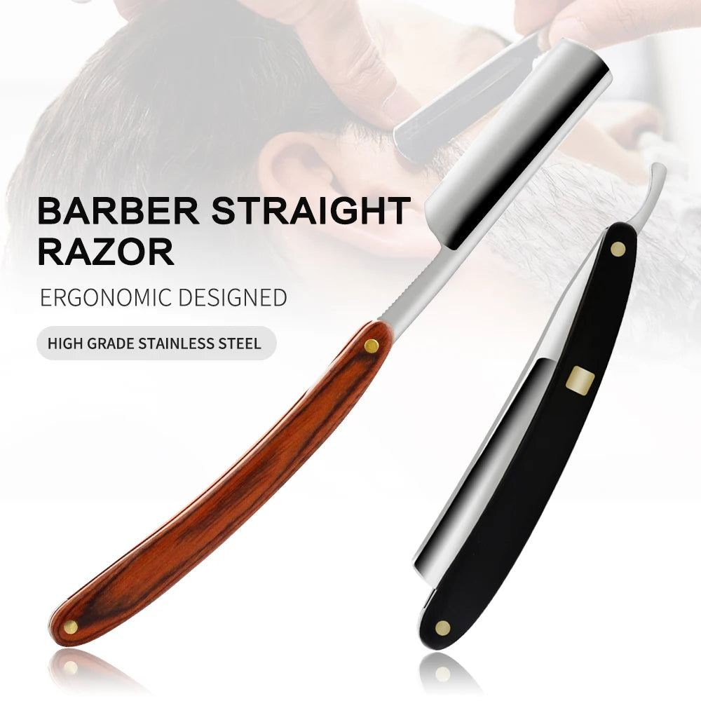 CestoMen High Quality Japan Steel Razor Straight Foldable Barber Razor In Wood Handle Sharp Shaving Razor Blade For Barbershop