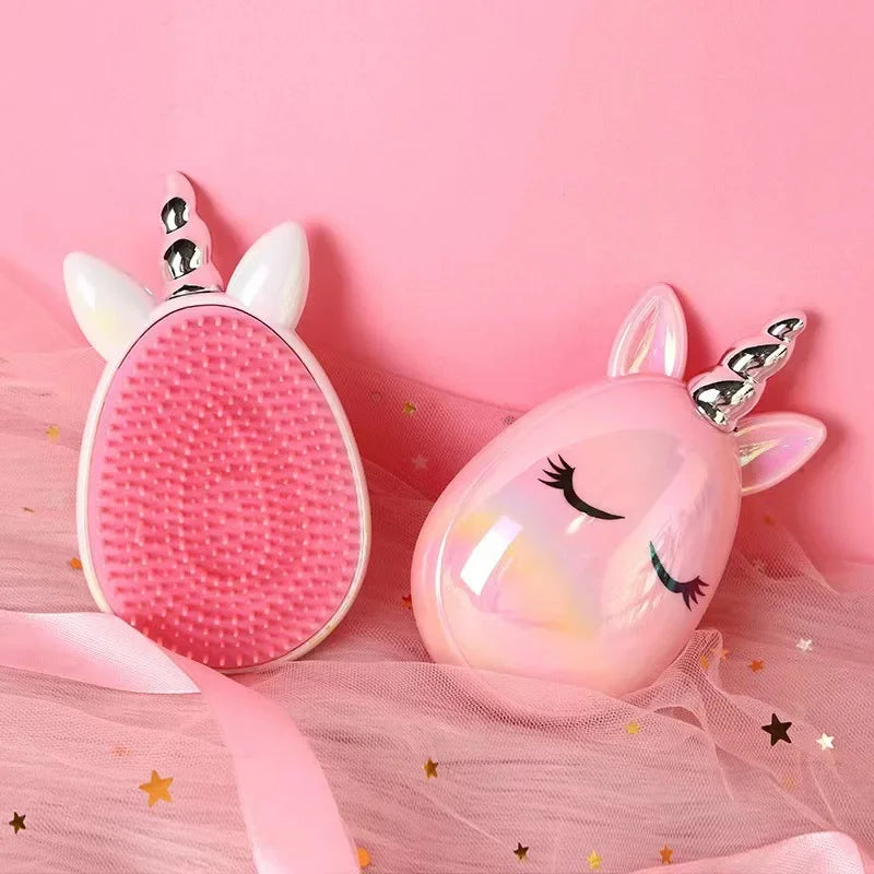 New Mini Magic Hot Hair Comb Detangling Hair Brush Cartoon Unicorn Shower Comb for Travel Professional Massage Styling Tool