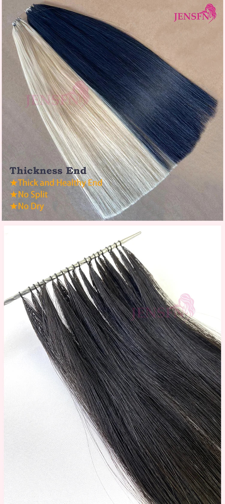 JENSFN High Quality Straight Micro feather new hair extensions real Human Hair Straight Hand knitting  0.8g/Strand Hair salon