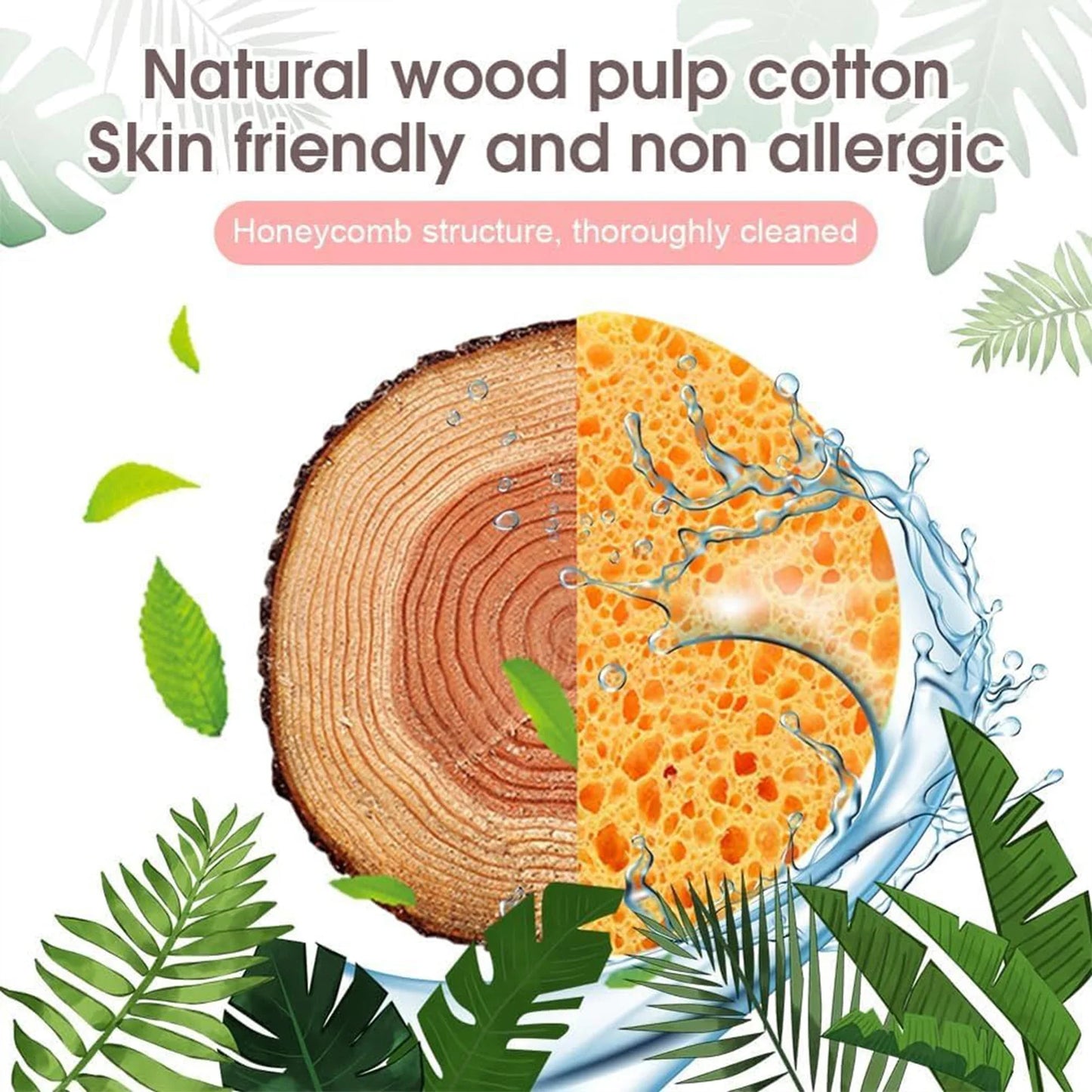 30pcs Natural Wood Pulp Sponge for Washing Facial Cleansing Pad Face Care Cellulose Sponge Puff Cleaner Face Makeup Tools