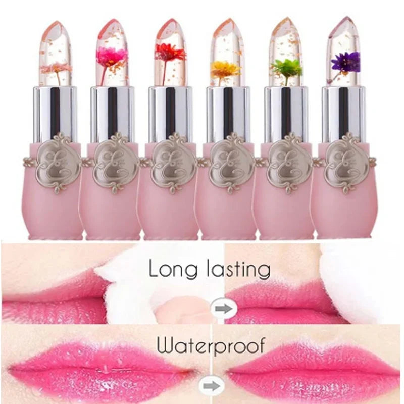 6 Colors Flower Transparent Lipstick Lasting Moisturizer Crystal Jelly Lipsticks Temperature Color Changing Lip Balm Lips Care