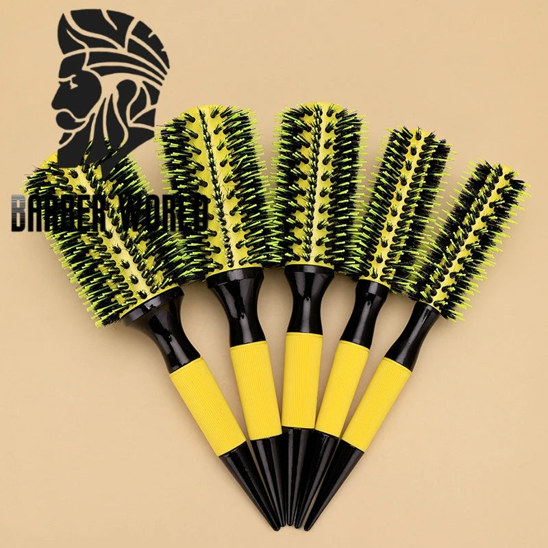 1/6PCS Professional Round Hair Comb Nylon Bristle Aluminum Tube Ion Hair Brush Home Barbershop Styling Tools Rolling Comb