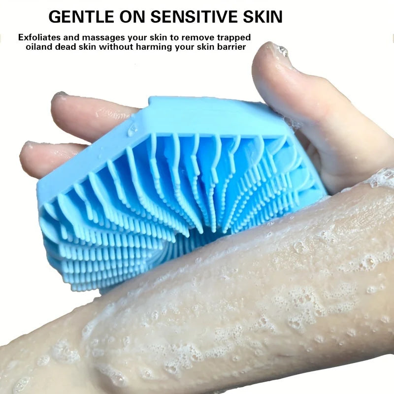 Antibacterial Silicone Scrub Bath Tool, Exfoliate Skin, Lubricate and Shine, Shower Scrub Silicone Body Brush