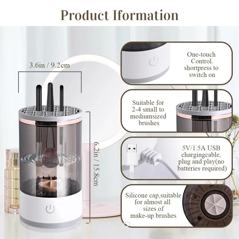 3 In 1 Electric Makeup Brush Cleaner Makeup Brushes Drying Rack Brush Holder Stand Tool Automatic Make Up Brush Cleaner Machine