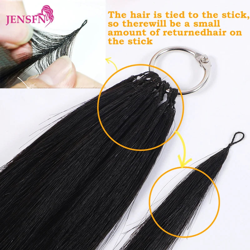 JENSFN High Quality Straight Micro feather new hair extensions real Human Hair Straight Hand knitting  0.8g/Strand Hair salon