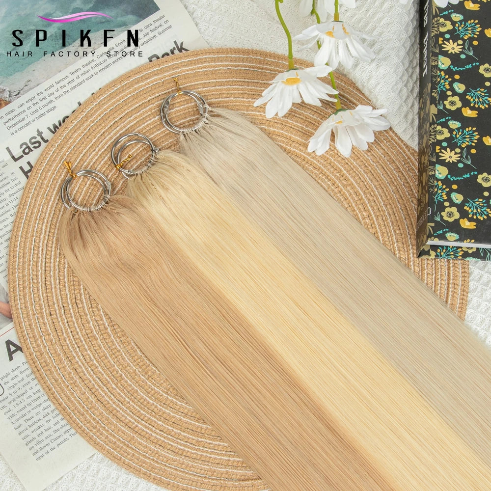 Micro Feather Line Hair Extensions 16"-24" Natural Machine Remy Human Hair Invisivle Hand Knitting 40 strands Salon Supply