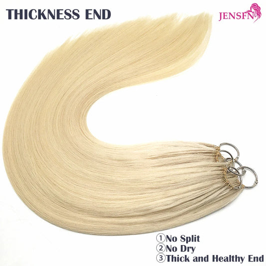 Straight Micro Feather New Hair Extensions  Real Human Hair Hand Knitting   16"-26" Inch 1.6g/Strand #613 Color  Salon Supplies