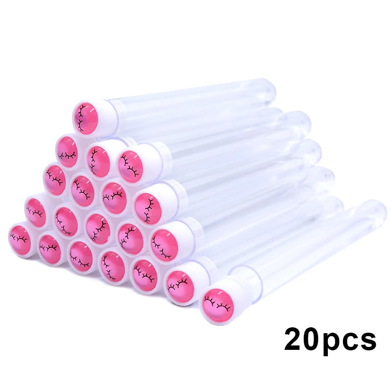 20pcs Empty Eyelash Brushes Tubes Reusable Eyelash Mascara Wand Container Sparkling  Lash Spoolies Combs Dust-proof Flask Case