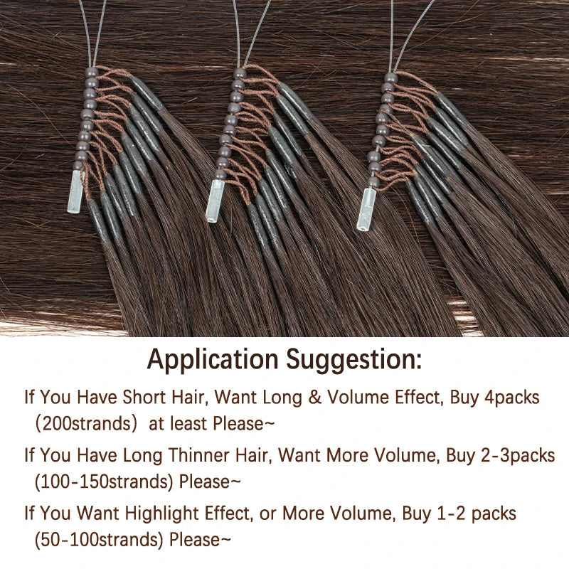 8D Micro Link Hair Extensions Human Hair Nano Rings With Fish Line Hair Extension Invisible Mechine Remy 0.6g/pcs 50strands/pack