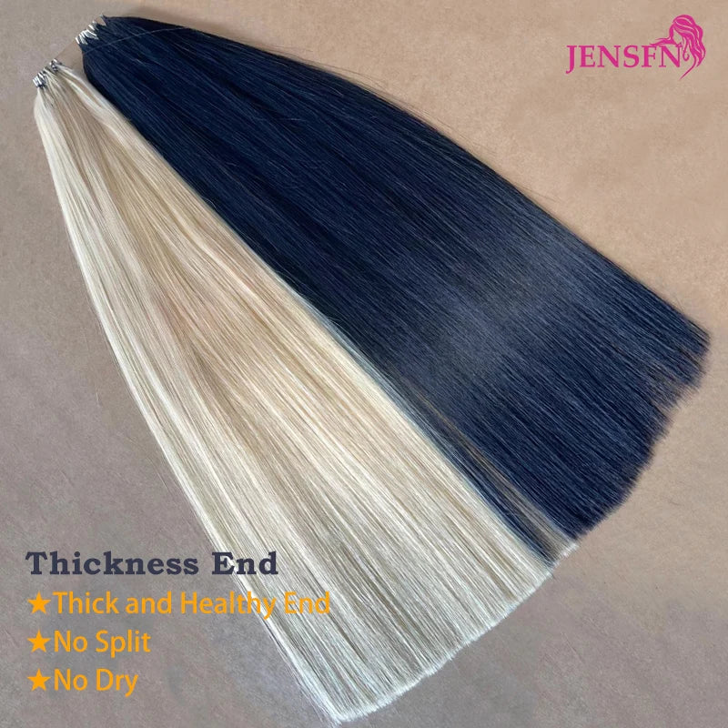 JENSFN High Quality Straight Micro feather new hair extensions real Human Hair Straight Hand knitting  0.8g/Strand Hair salon