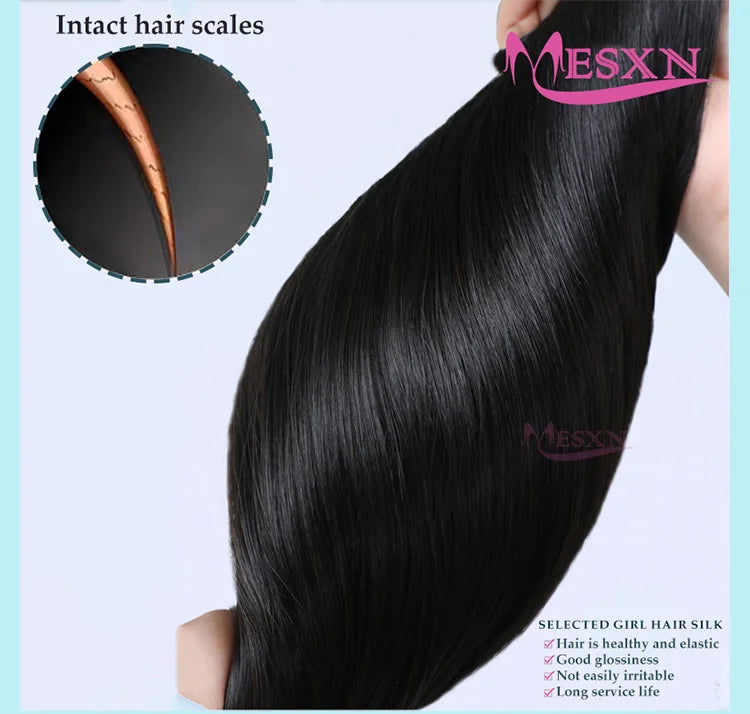 MESXN Feather  hair extensions Human Hair 100% Real Natural Hair Comfortable and Invisible  16"-26" Black Brown Blonde for salon