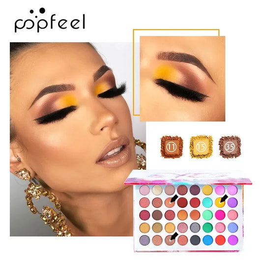 POPFEEL Professional Eyeshadow Palette. Featuring 40 luxurious shades in pearly glitter.