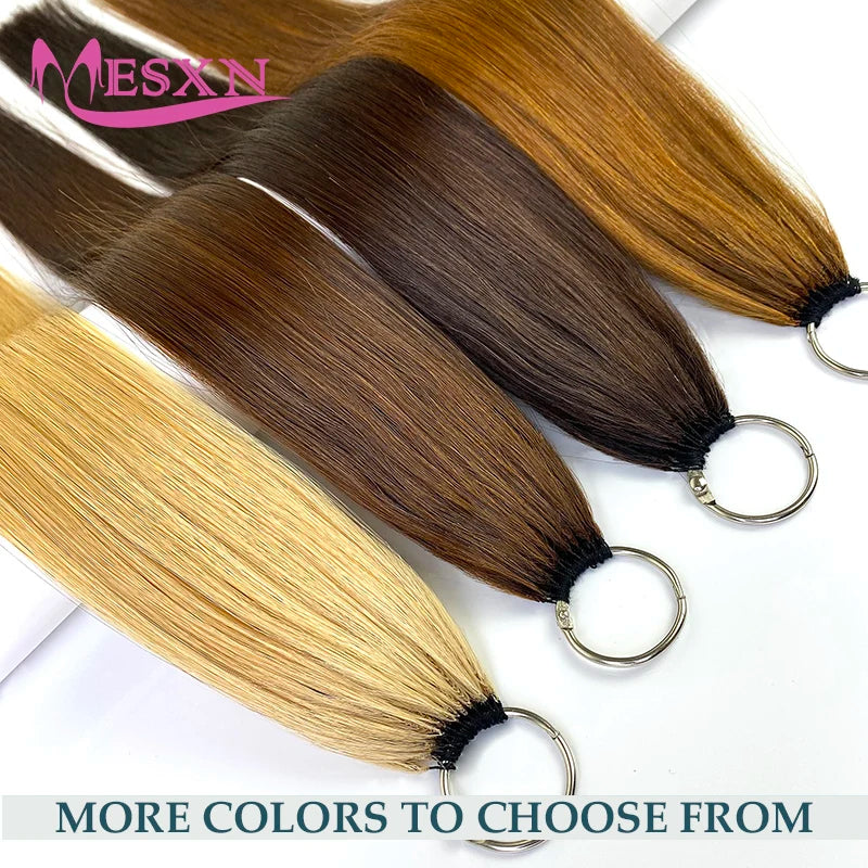 MESXN Third  Feather New hair extensions Straight Natural Real Human Hair Microring Hair Extensions  Brown Blonde  for salon