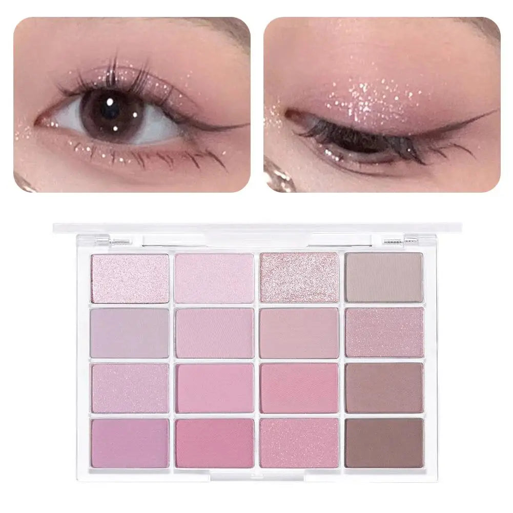 Classy, 16 Colors Eyeshadow Palette Matte Pearlescent Low Saturation Shadow Long Eye Palette Brown Makeup Eye Lasting Pink Glitter N9b0