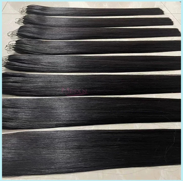 MESXN Feather  hair extensions Human Hair 100% Real Natural Hair Comfortable and Invisible  16"-26" Black Brown Blonde for salon