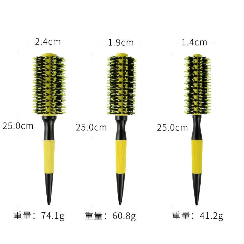 1/6PCS Professional Round Hair Comb Nylon Bristle Aluminum Tube Ion Hair Brush Home Barbershop Styling Tools Rolling Comb