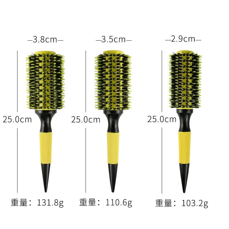 1/6PCS Professional Round Hair Comb Nylon Bristle Aluminum Tube Ion Hair Brush Home Barbershop Styling Tools Rolling Comb