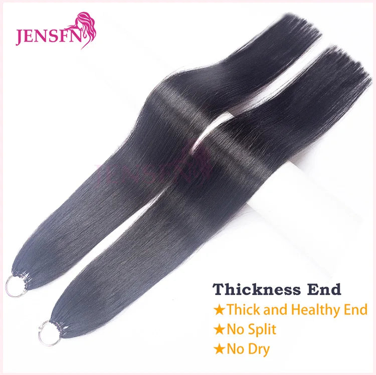 Third Generation Micro Feather New Hair Extensions 100% Human Hair Straight   16"-26" Inch 0.8g/Strand 613 Color Hair Salon