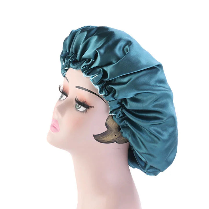 Reversible Satin Hair Caps Bonnets Double Layer Adjust Headwear Curly Hair Cover Hat For Sleeping Women Styling Accessories