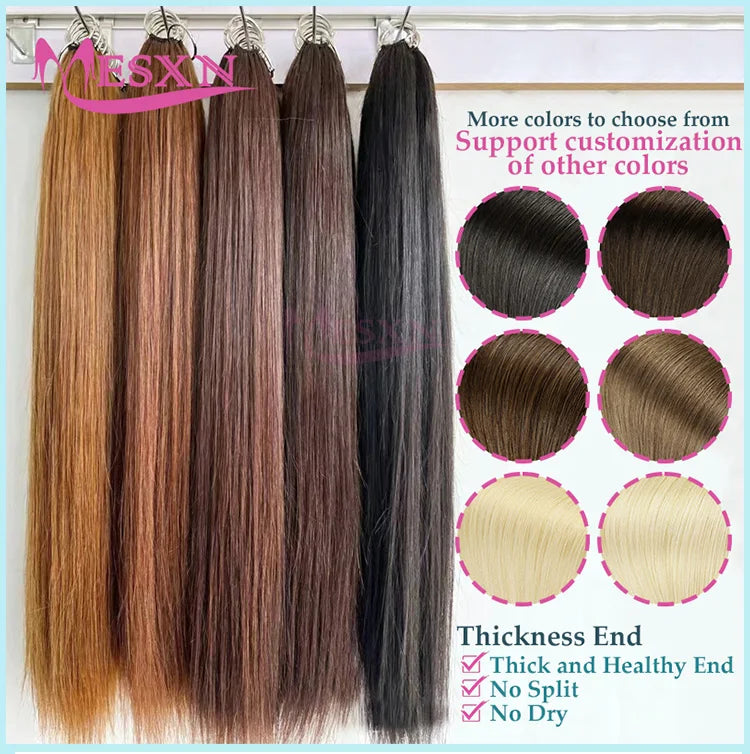 MESXN Third  Feather New hair extensions Straight Natural Real Human Hair Microring Hair Extensions  Brown Blonde  for salon