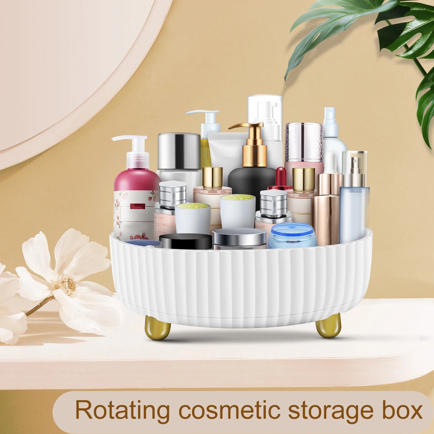 Makeup Perfume Organizer Large Capacity Lazy Susan Turntable Reusable 360° Rotating Condiment Holder Non-slip Lazy Susan Storage