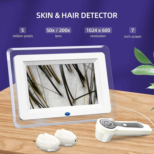 7 inch HD LCD Screen 50X/200X Skin Magnifier Professional Skin Analyzer Pore Microscope Skin Tester Hair Follicle Scalp Detector