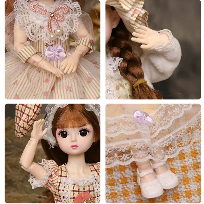 30cm 1/6 BJD Dolls Little Girl Cute Dress Up 21 Removable Joint Doll Princess Fashion DIY Toy Gift Girl