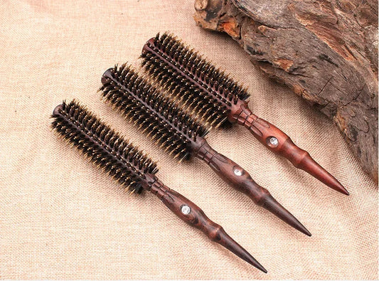 3 Types Straight Twill Hair Comb Natural Boar Bristle Rolling Brush Round Barrel Blowing Curling DIY Hairdressing Styling Tool