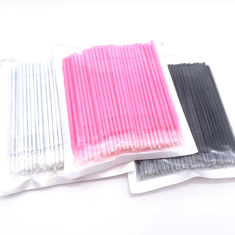 100pcs Bendable Micro Brushes Disposable Microbrush Applicators Eyelash Extensions Glue Cleaning Brush for Lash Extension