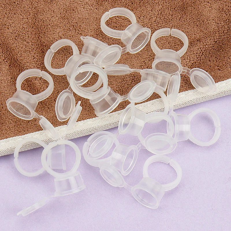 50 Pcs Tattoo Pigment Ink Ring Cups Eyelash Extension Glue Holder Container With Lid Cover Cap Permanent Makeup Tools