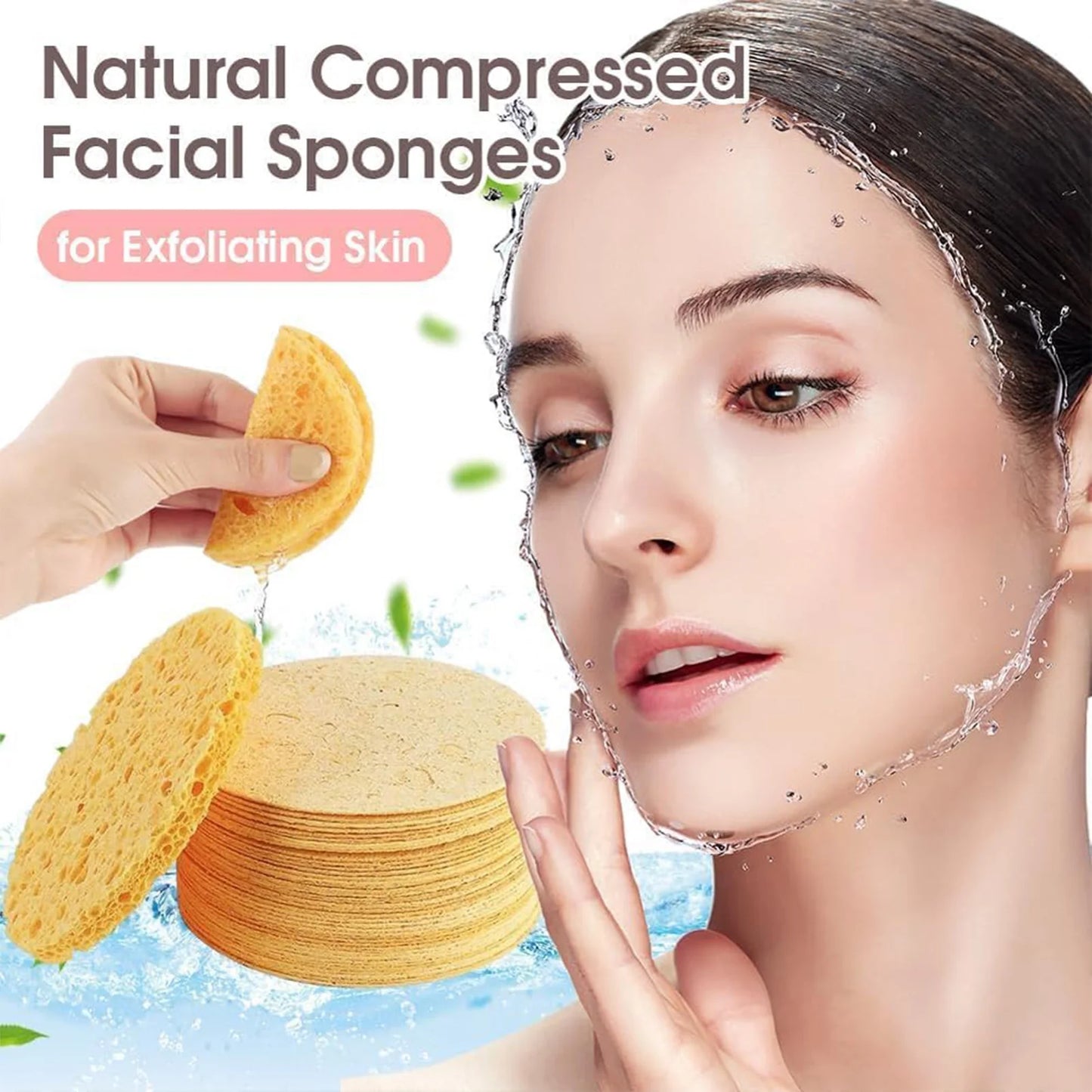 30pcs Natural Wood Pulp Sponge for Washing Facial Cleansing Pad Face Care Cellulose Sponge Puff Cleaner Face Makeup Tools