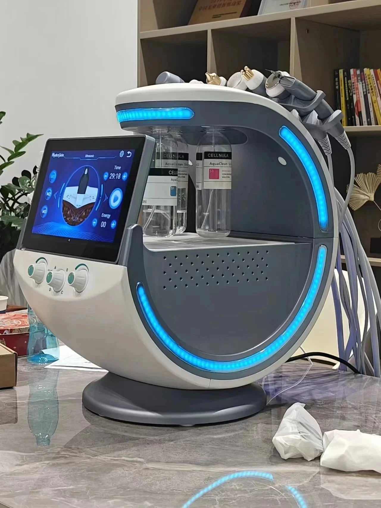 2024 Ultrasound Skin Care Cryotherapy Microdermabrasion Machine Ice Blue Magic Mirror Skin Analyzer Oxygene Hydro facial Machine