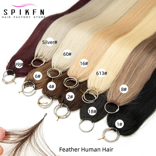 Micro Feather Line Hair Extensions 16"-24" Natural Machine Remy Human Hair Invisivle Hand Knitting 40 strands Salon Supply