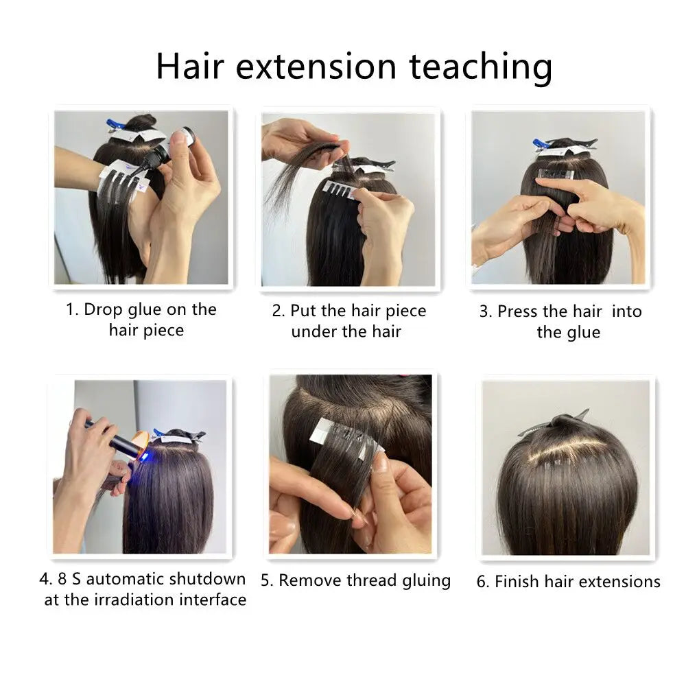 New Technology V-Light Hair Extension Set Wig Hair Piece Real Hair Fast Grafting Tool Firm & Traceless tape Hair Extension Tool,UV hair extension machine