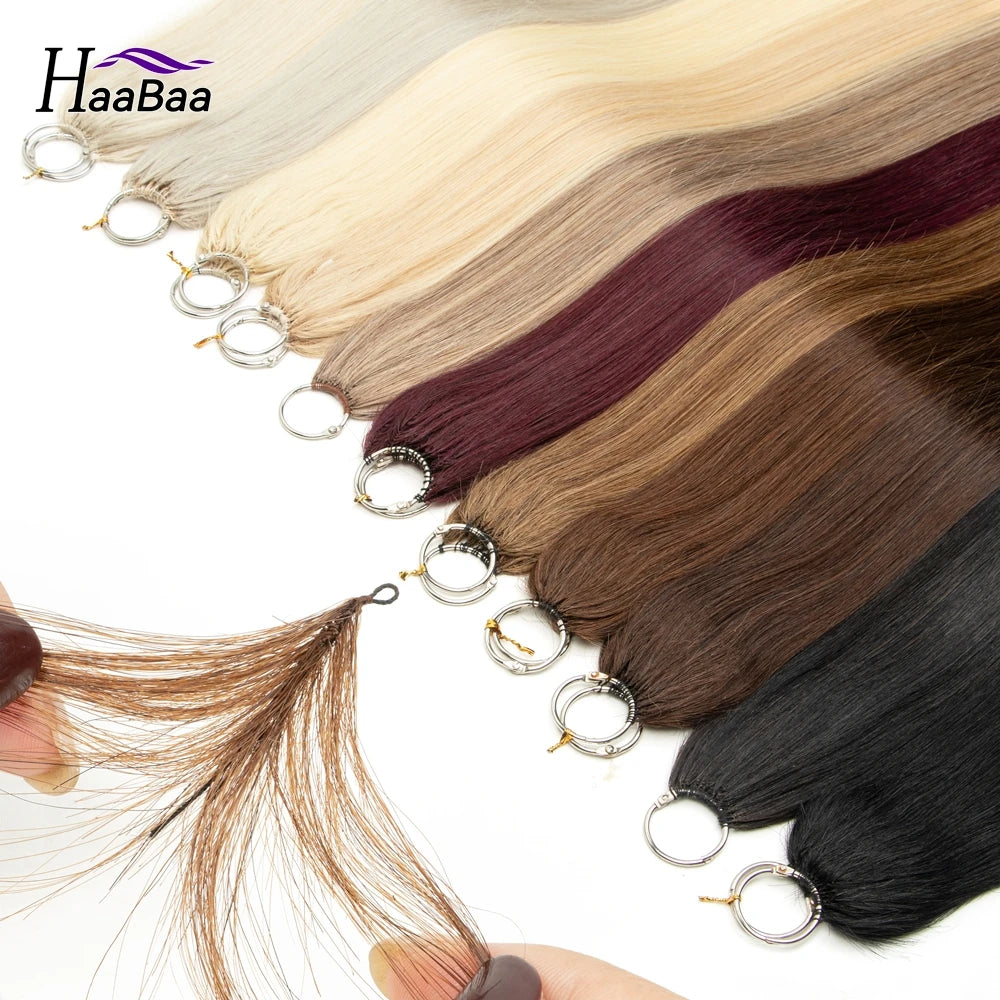 Blonde Feather Hair Extensions Straight Machine Remy Micro Knotted Human Hair Extension 16"-22" 40pcs/pack Feather Line Hair