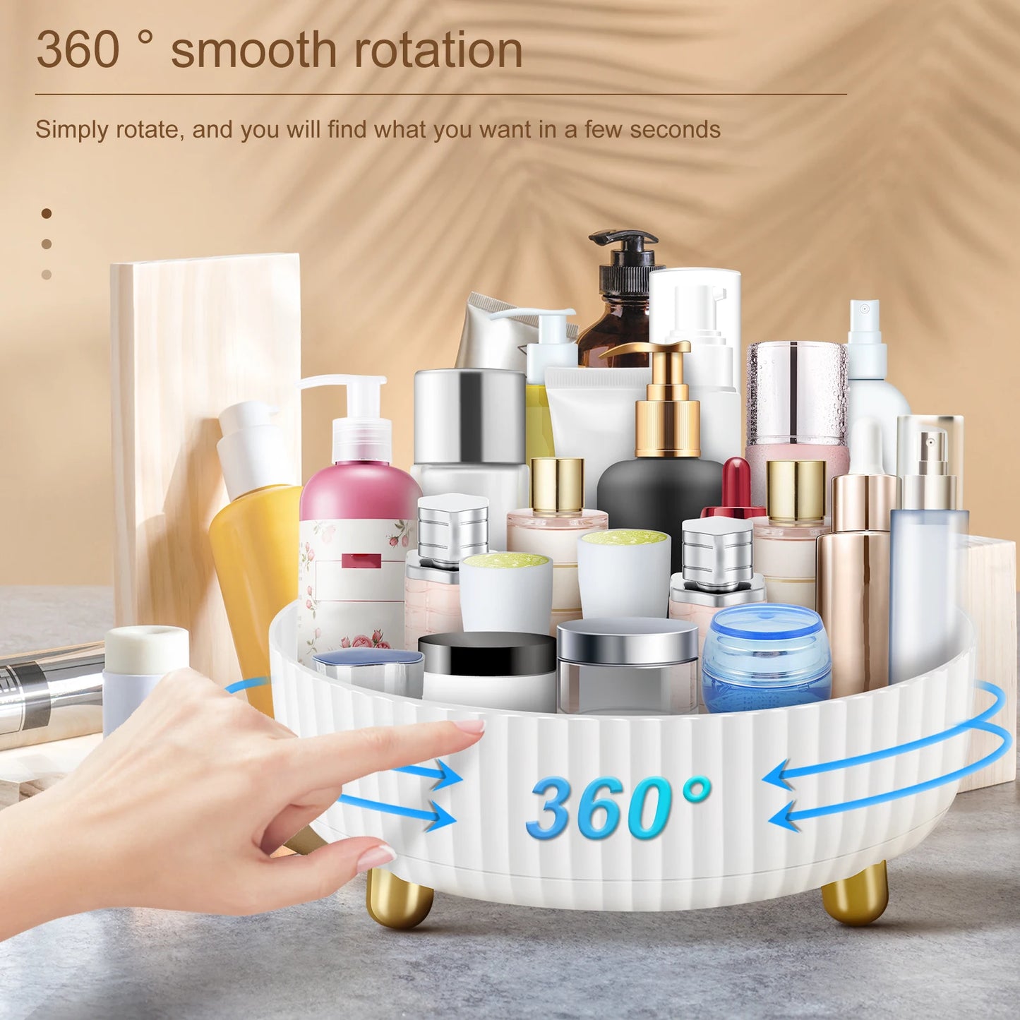 Makeup Perfume Organizer Large Capacity Lazy Susan Turntable Reusable 360° Rotating Condiment Holder Non-slip Lazy Susan Storage