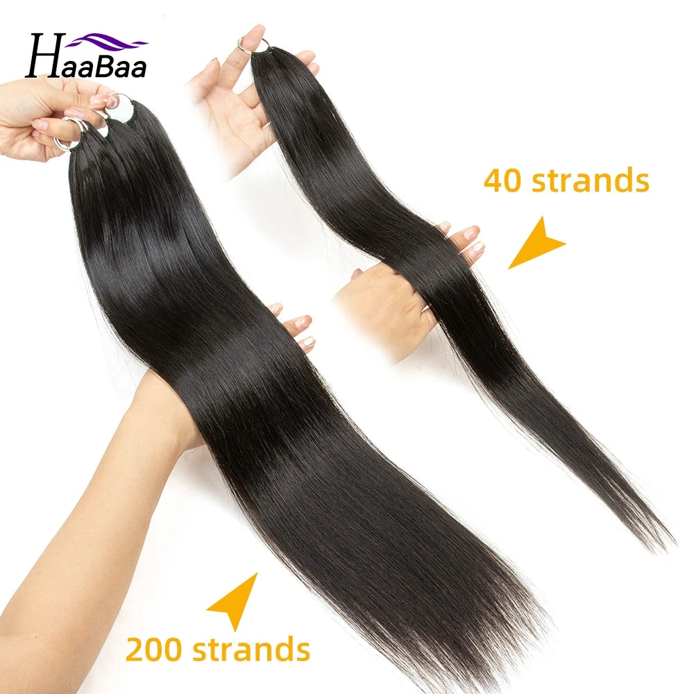 Blonde Feather Hair Extensions Straight Machine Remy Micro Knotted Human Hair Extension 16"-22" 40pcs/pack Feather Line Hair