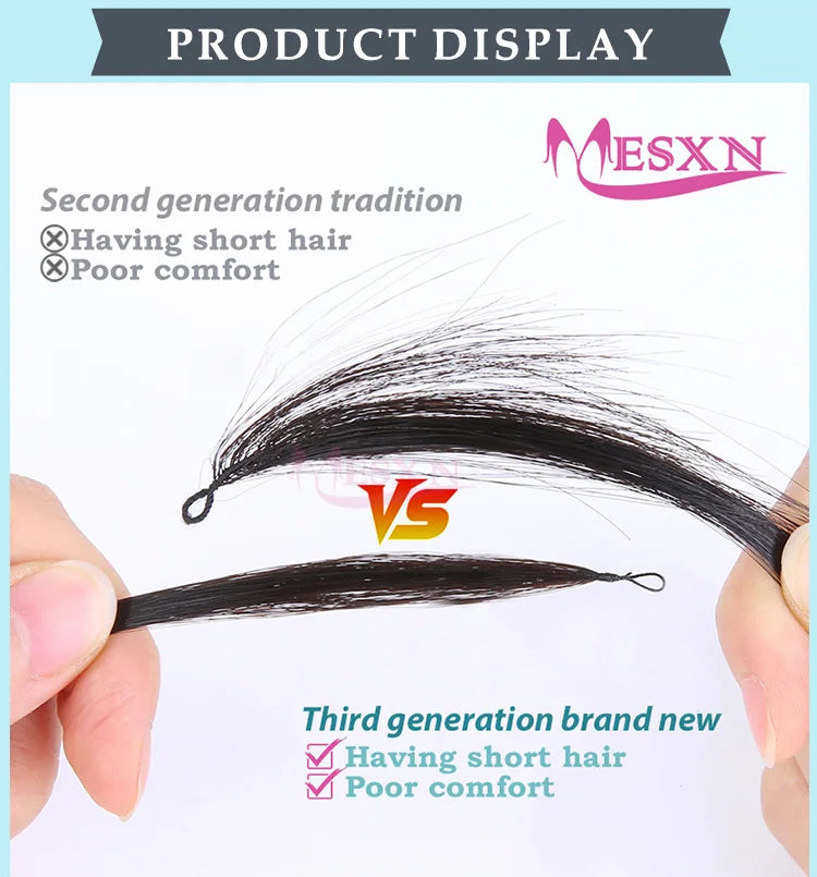 MESXN Third  Feather New hair extensions Straight Natural Real Human Hair Microring Hair Extensions  Brown Blonde  for salon