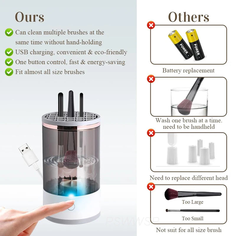 3 In 1 Electric Makeup Brush Cleaner Makeup Brushes Drying Rack Brush Holder Stand Tool Automatic Make Up Brush Cleaner Machine